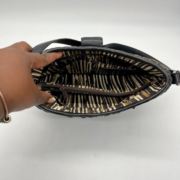Brighton Black/Tan Jani Woven Shoulder Bag - Picture 10 of 10